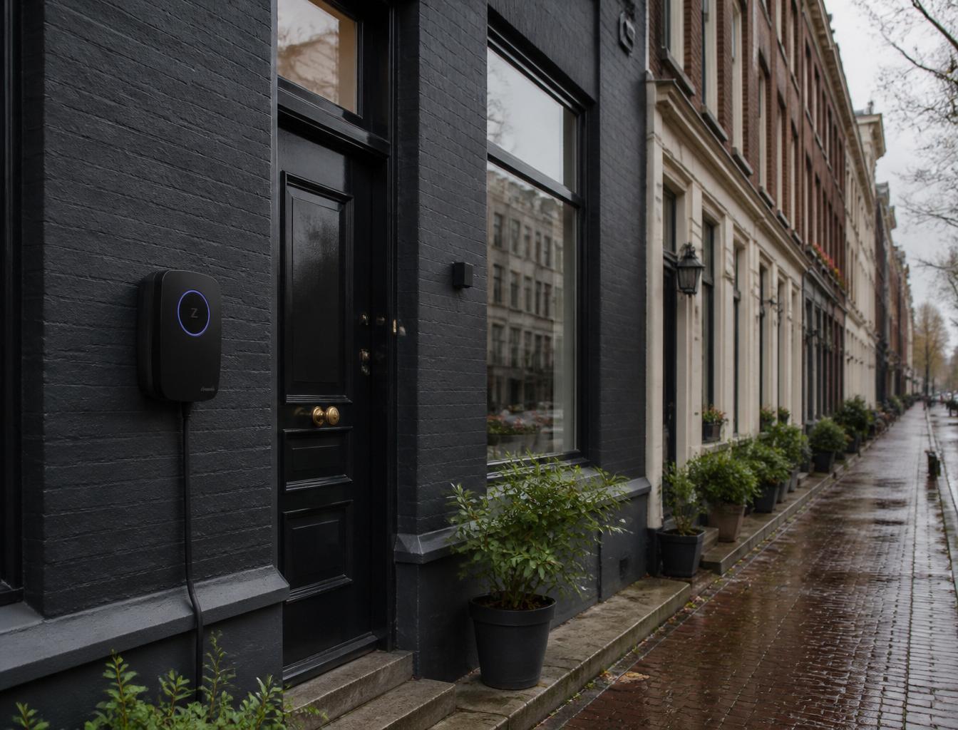 Zwarte Zaptec laadpaal met eigen groep